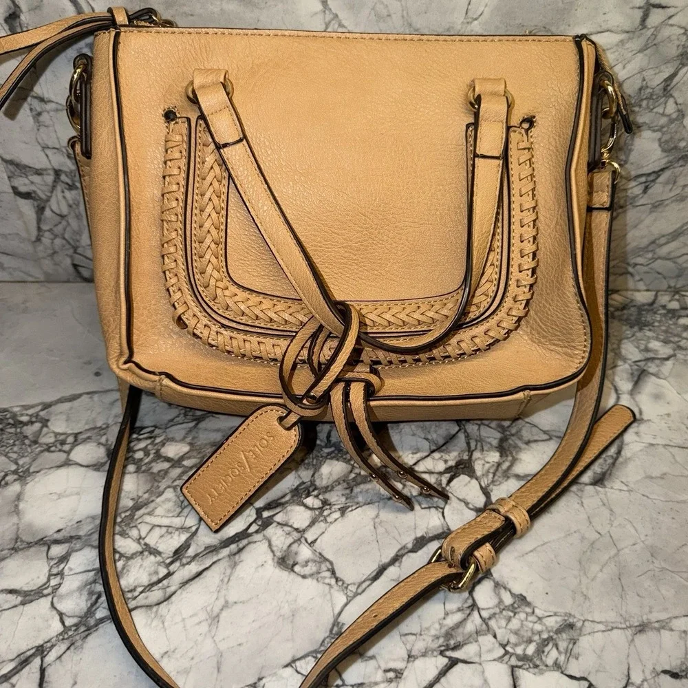 Sole Society Destin Satchel Bag Blush Pink Faux Leather Top Handle Purse